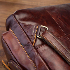 Vintage Brown Leather Men's Backpack 14'' Computer Backpacks Travel Backpack For Men - imessengerbags