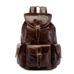 Vintage Brown Leather Men's Backpack 14'' Computer Backpacks Travel Backpack For Men - imessengerbags
