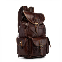 Vintage Brown Leather Men's Backpack 14'' Computer Backpacks Travel Backpack For Men - imessengerbags