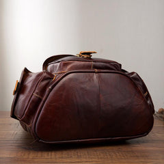 Vintage Brown Leather Men's Backpack 14'' Computer Backpacks Travel Backpack For Men - imessengerbags