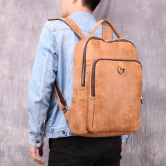 Vintage Brown Leather Men's Backpack School Backpack College Backpack For Men - imessengerbags