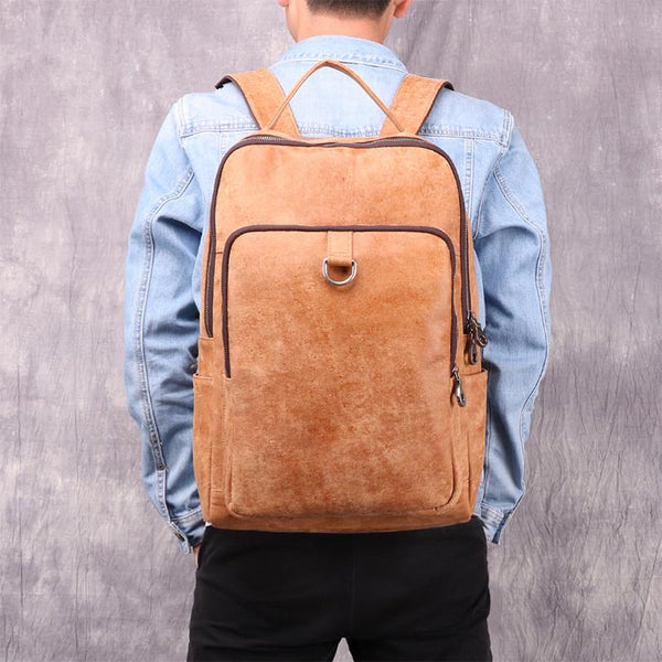 Vintage Brown Leather Men's Backpack School Backpack College Backpack For Men - imessengerbags