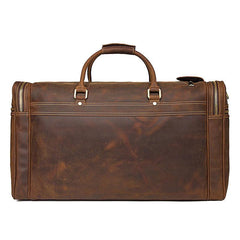 Vintage Large Leather Men's Overnight Bag Brown Travel Bag Weekender Bag For Men