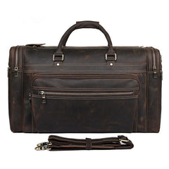 Vintage Large Leather Men's Overnight Bag Brown Travel Bag Weekender Bag For Men - imessengerbags