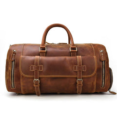 Cool Brown Leather Men's Overnight Bag Travel Bag Luggage Weekender Bag For Men - imessengerbags
