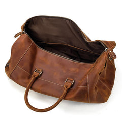 Cool Brown Leather Men's Overnight Bag Travel Bag Luggage Weekender Bag For Men - imessengerbags