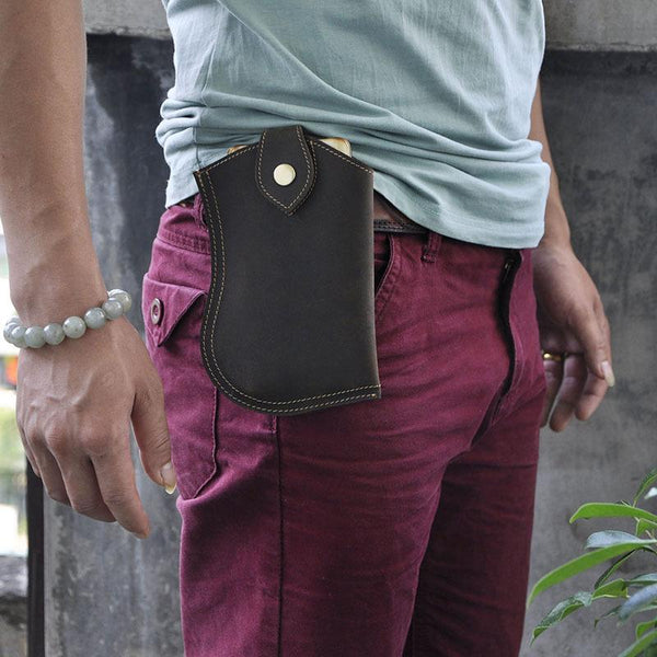 Leather Belt Pouch Mens Waist Bag Small Case afor Men - imessengerbags