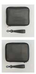Black Leather Mens Leather 4pcs Tobacco Pipe Case Zipper Tobacco Pipe Case for Men