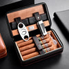 Black Leather Cigar Box, Travel Leather Cigar Case, Leather Cigar Humidor, Cigar Cutter and Humidifier