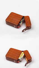 Classic Leather Mens 20pcs Cigarette Case With Ligher Holder Brown Stamped Cigarette Case for Men