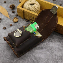 Leather Mens Cigarette Cases with Lighter Holder With Belt Loop Cigarette Holder For Men