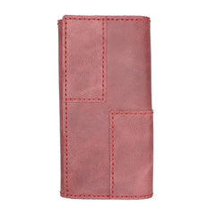 Leather Mens Trifold Long Wallet Handmade Lots Cards Checkbook Long Wallet for Men