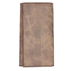 Mens Leather Trifold Long Wallet Handmade Lots Cards Checkbook Long Wallet for Men