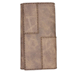 Mens Leather Trifold Long Wallet Lots Cards Handmade Checkbook Long Wallet for Men