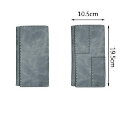 Mens Leather Trifold Long Wallet Handmade Lots Cards Checkbook Long Wallet for Men