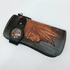 Brown Leather Tooled Indian Chief Mens Biker Chain Wallet Handmade Leather Biker Wallet for Men