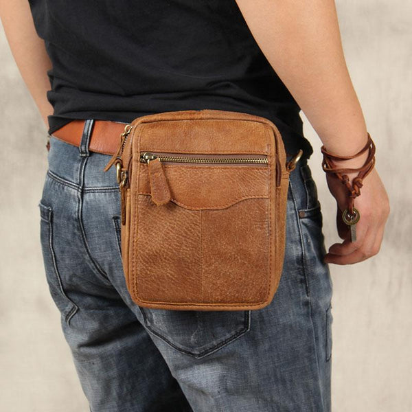 Leather Belt Pouch Mens Small Cases Waist Bag Hip Pack Fanny Pack for Men - imessengerbags