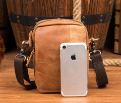 Leather Belt Pouch Mens Small Cases Waist Bag Shoulder Bag for Men