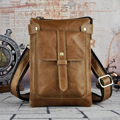 Leather Belt Pouch Mens Small Cases Waist Bag Shoulder Bag for Men
