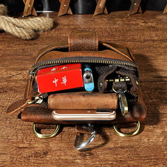 Leather Belt Pouch Mens Small Cases Waist Bag Shoulder Bag for Men