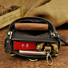 Leather Belt Pouch Mens Small Cases Waist Bag Shoulder Bag for Men