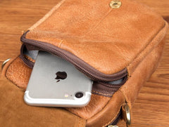 Leather Belt Pouch Mens Small Cases Waist Bag Shoulder Bag for Men