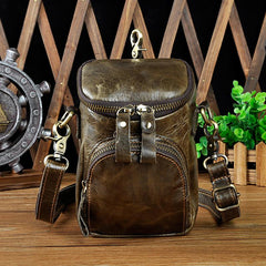 Leather Belt Pouch Mens Small Cases Waist Bag Shoulder Bag for Men - imessengerbags