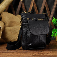Leather Belt Pouch Mens Small Cases Waist Bag Shoulder Bag for Men