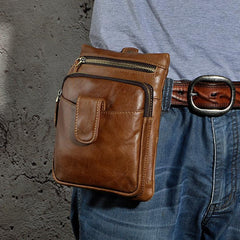 Leather Belt Pouch Mens Small Cases Waist Bag Shoulder Bag for Men