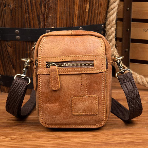 Leather Belt Pouch Mens Small Cases Waist Bag Shoulder Bag for Men - imessengerbags