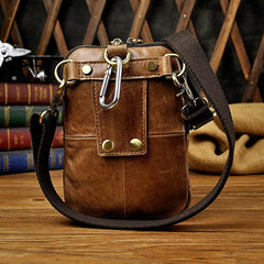 Leather Belt Pouch Mens Small Cases Waist Bag Shoulder Bag for Men