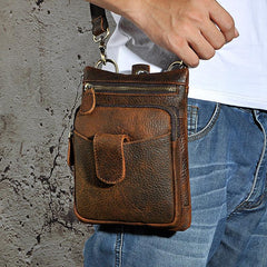 Leather Belt Pouch Mens Small Cases Waist Bag Shoulder Bag for Men