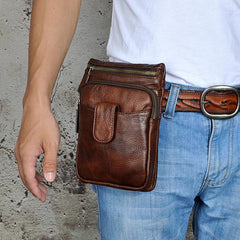 Leather Belt Pouch Mens Small Cases Waist Bag Shoulder Bag for Men