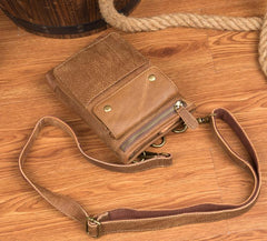 Leather Belt Pouch Mens Small Cases Waist Bag Shoulder Bag for Men