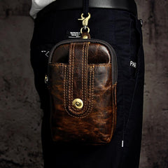 Leather Belt Pouch Mens Small Cases Waist Bag for Men