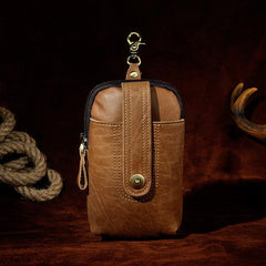 Leather Belt Pouch Mens Small Cases Waist Bag for Men