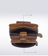 Leather Belt Pouch Mens Small Cases Waist Bag for Men