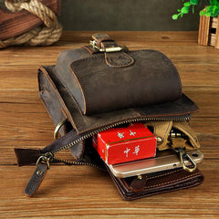 Leather Belt Pouch Mens Waist Bag Shoulder Bag for Men