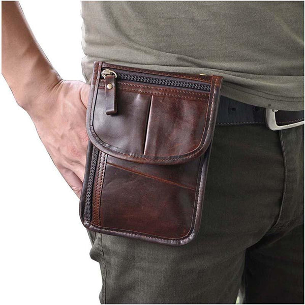 Leather Belt Pouch Mens Waist Bag Shoulder Bag for Men