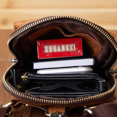 Leather Belt Pouch Mens Waist Bag Shoulder Bag for Men