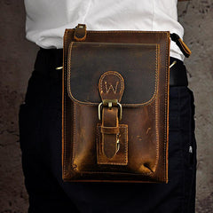 Leather Belt Pouch Mens Waist Bag Shoulder Bag for Men