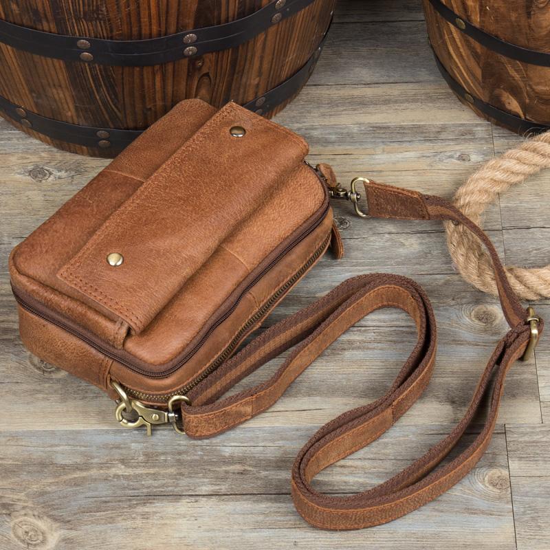 Leather Belt Pouch Mens Waist Bag Shoulder Bag for Men