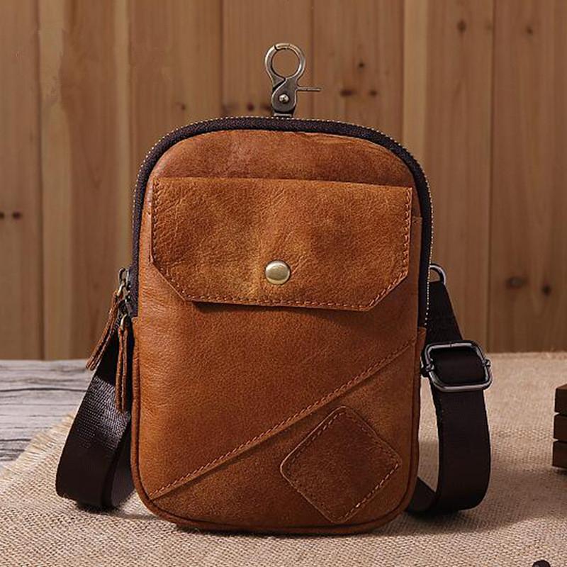 Leather Belt Pouch Mens Waist Bag Shoulder Bag for Men