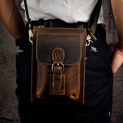 Leather Belt Pouch Mens Waist Bag Shoulder Bag for Men