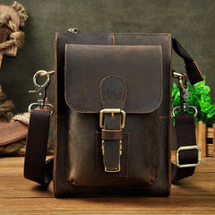 Leather Belt Pouch Mens Waist Bag Shoulder Bag for Men