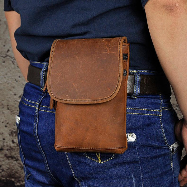 Leather Belt Pouch Mens Waist Bag Shoulder Bag for Men