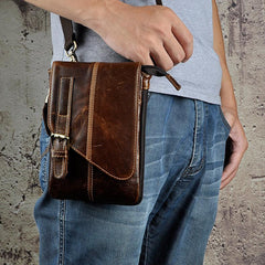 Leather Belt Pouch Mens Waist Bag Shoulder Bag for Men