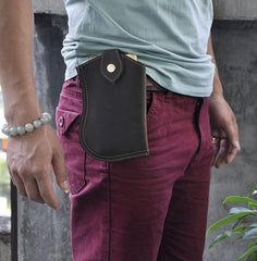 Leather Belt Pouch Mens Waist Bag Small Case afor Men