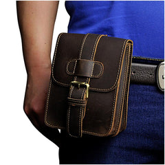 Leather Belt Pouch Mens Waist Bag Small Case for Men