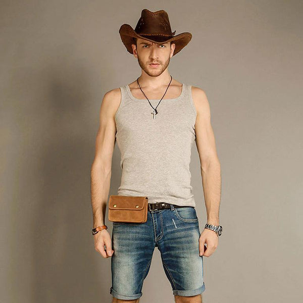 Leather Belt Pouch Mens Waist Bag Small Case for Men - imessengerbags